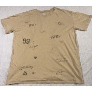 Hollister California T Shirt Graphics Woman Beige Size XS optimist happy peace